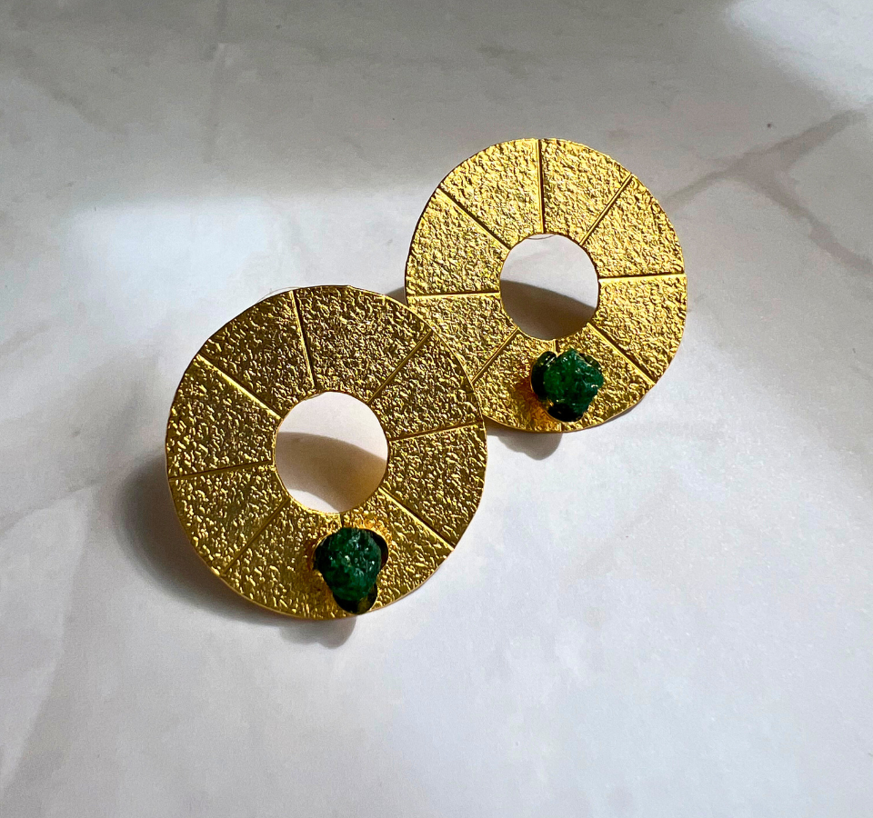 Alba Emerald Hoops