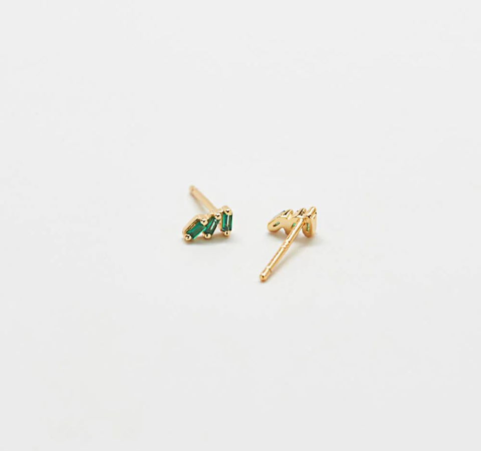 Green Baguette Studs