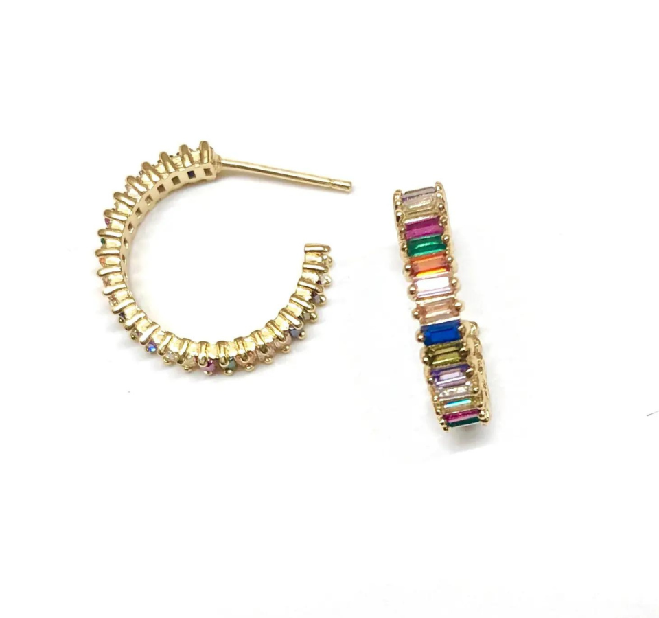 Rainbow Baguette Hoops