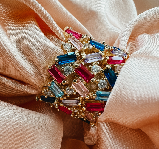 Stacie Rainbow Baguette Ring