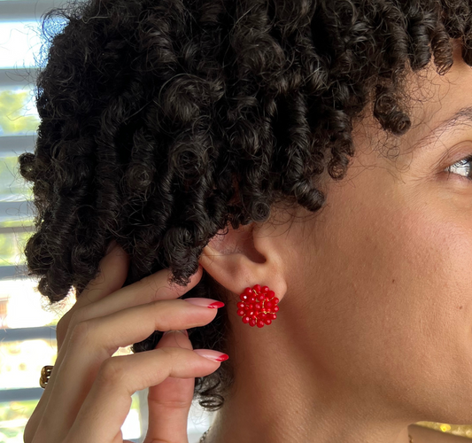 Red Beaded Studs