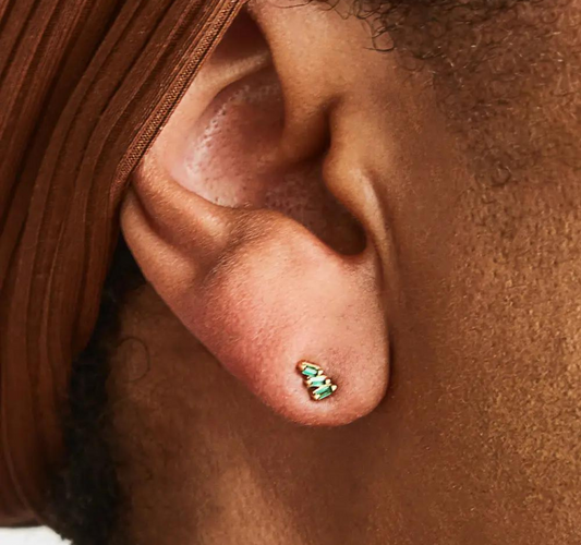 Green Baguette Studs
