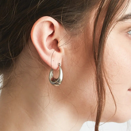 Silver Oval Hoops