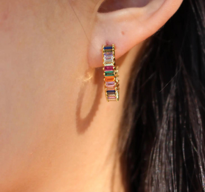 Rainbow Baguette Hoops