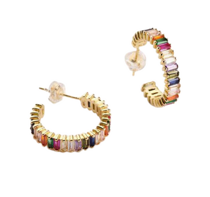 Rainbow Baguette Hoops