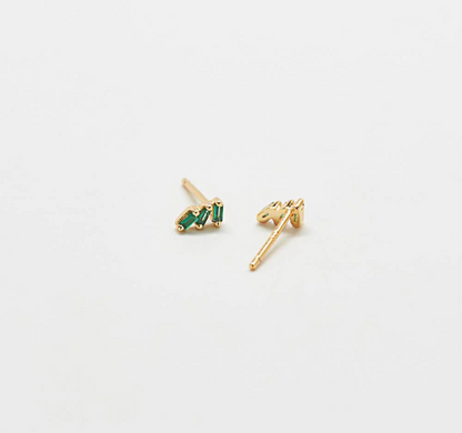 Green Baguette Studs