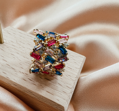 Stacie Rainbow Baguette Ring