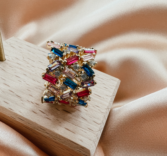 Stacie Rainbow Baguette Ring